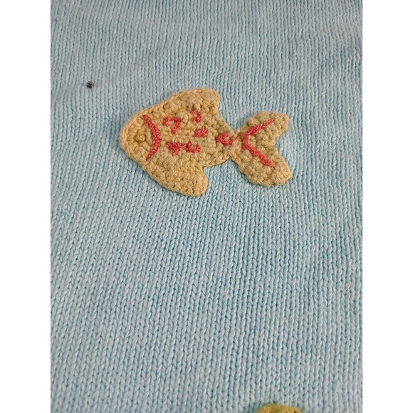 Vtg Extra Shenanigans Cardigan Sweater Women’s 1X  Baby Blue Fish Embroidered - Picture 12 of 16